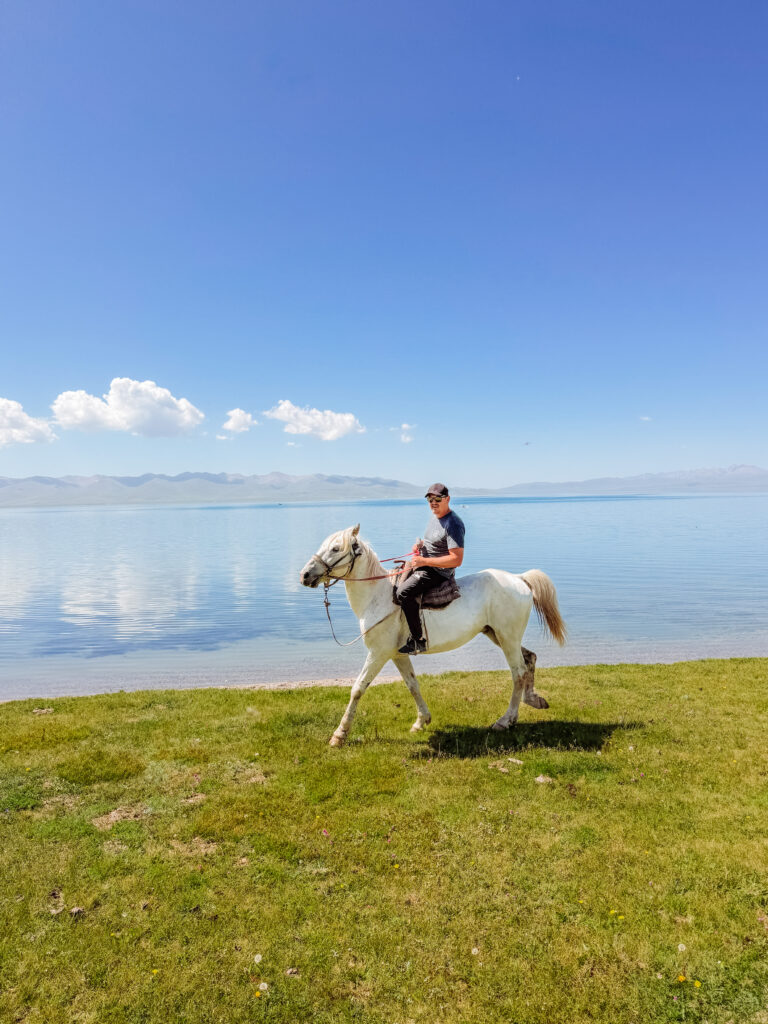 Mike horseriding at Song-Kul Lake Kyrgyzstan