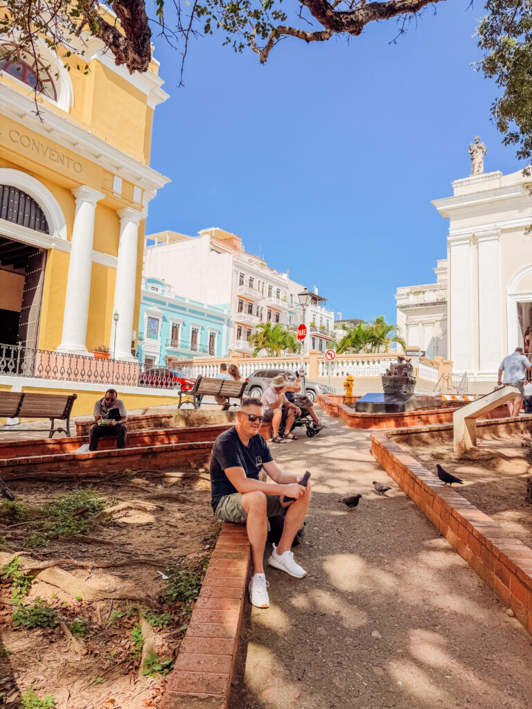 mike in the oldest plaza in old san juan