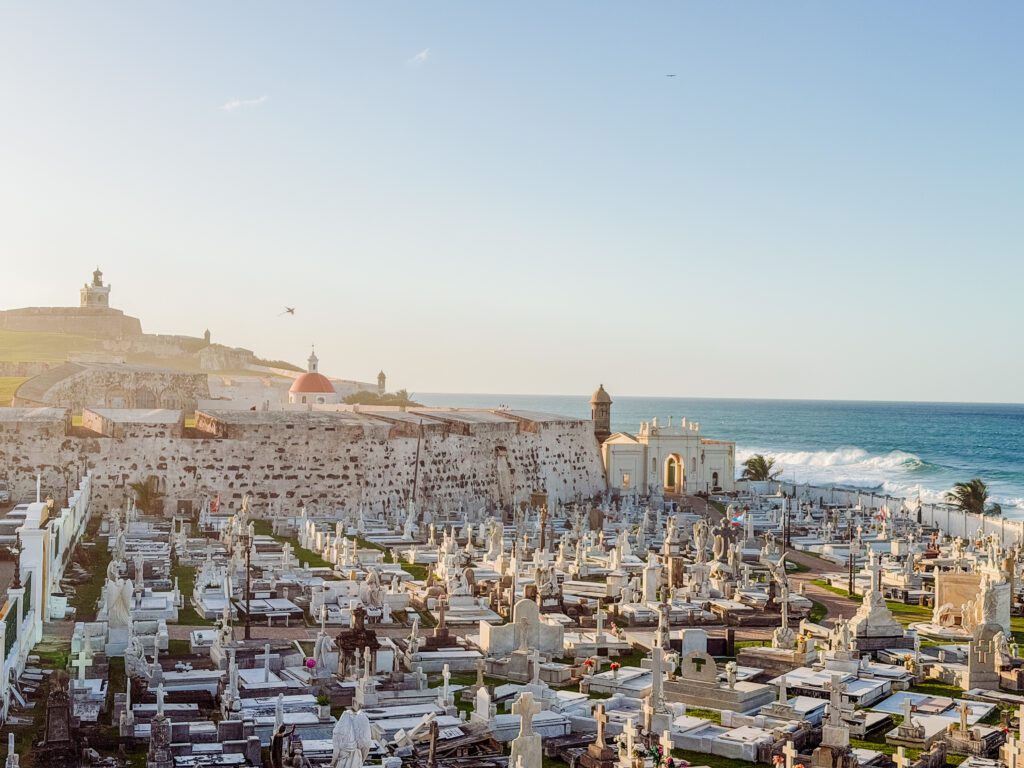sunset views at the cemetery in old san juan puerto rico