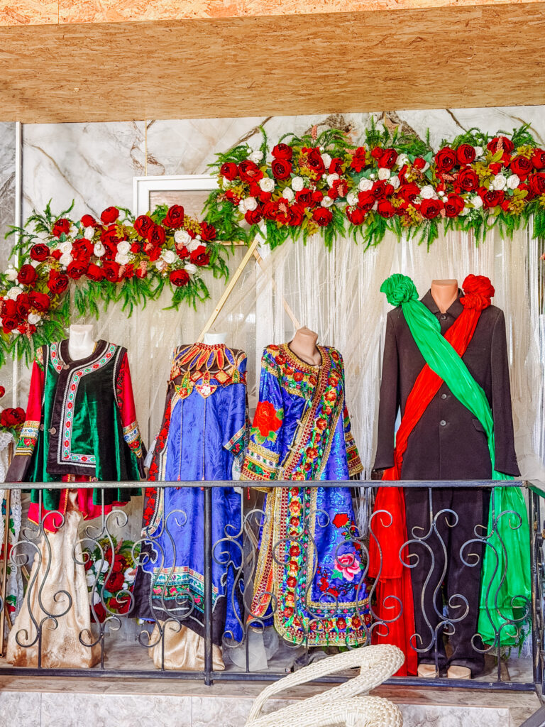 traditional dungan clothing on display at our lunch
