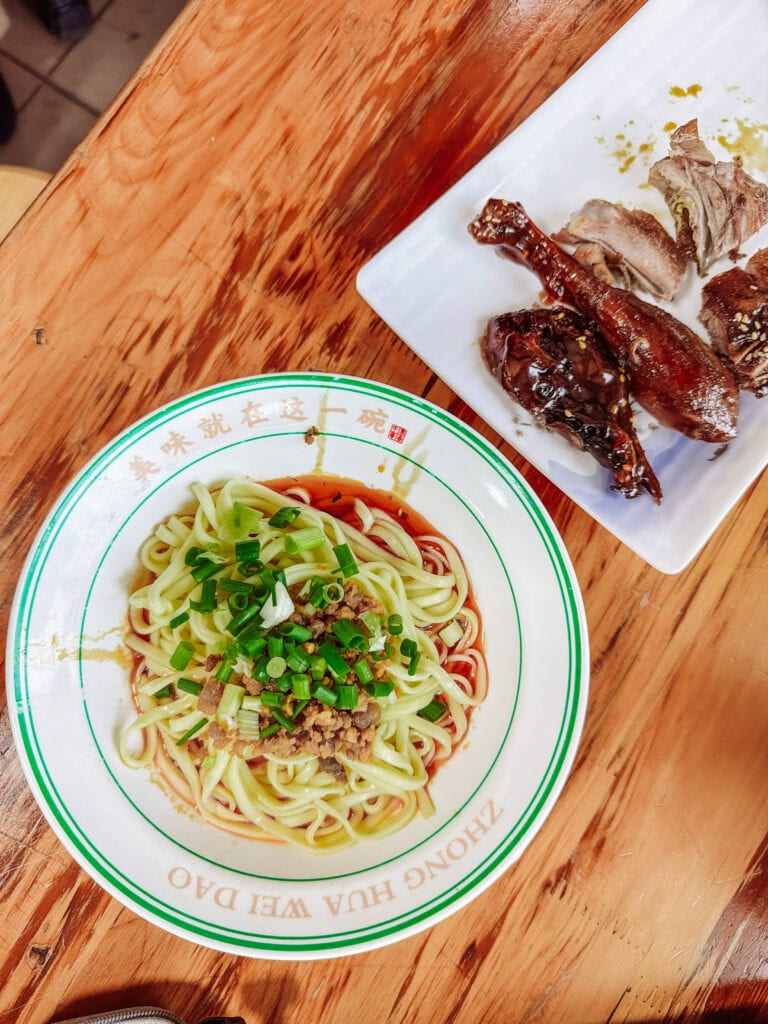 dan dan noodles and sweet skinned duck chengdu