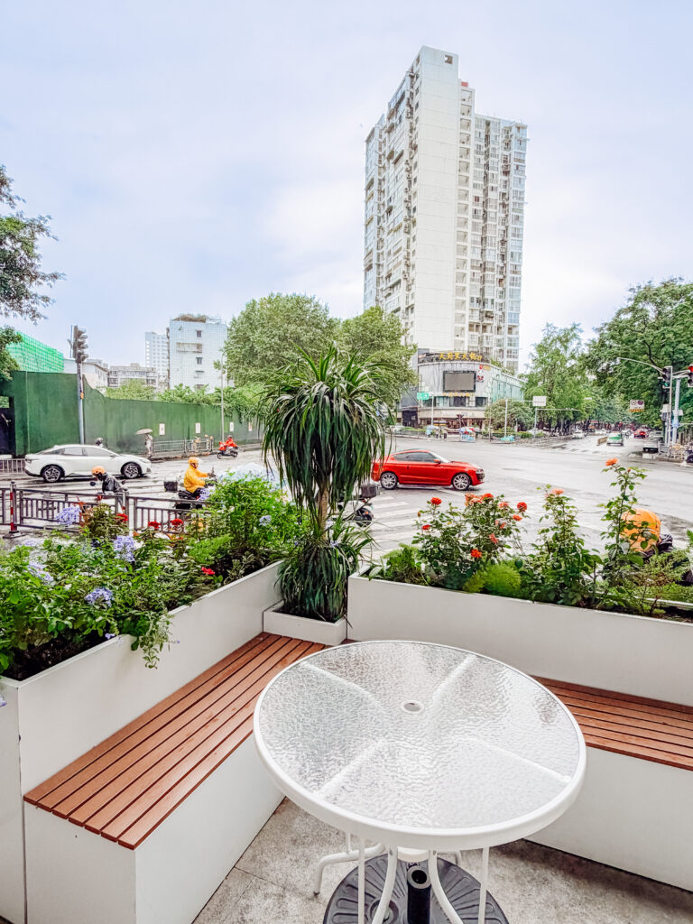 view from outdoor sitting area at mercure chengdu